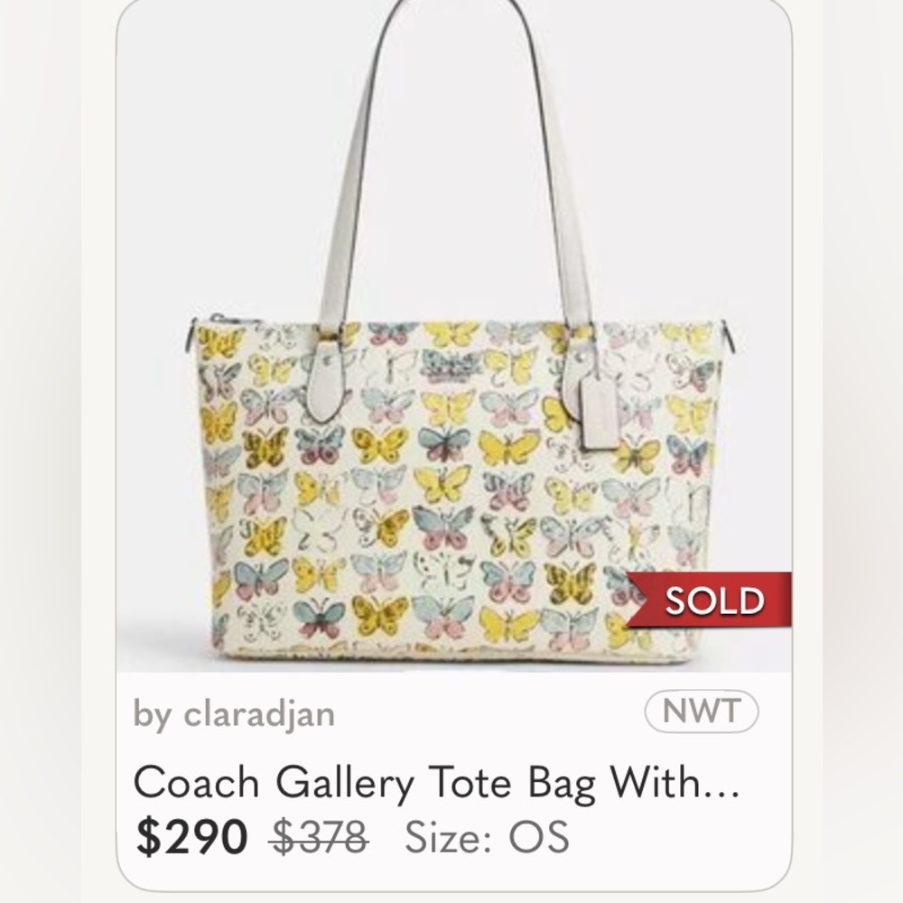 Coach Butterfly Tote NEW - Picture 8 of 9